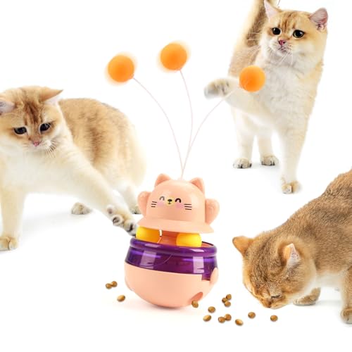 HWBZDPZQD Katzenspielzeug – Interaktives Katzenspielzeug, 3-in-1-Katzenball, Automatische geistige Spielzeuge, Spielzeug für Katzenfutterspender (Gelb) von HWBZDPZQD