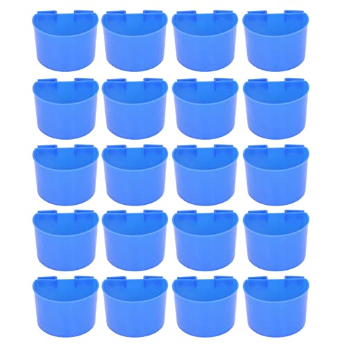 HWGING 20Pcs Vogelfutter Tasse Vogelfutter Schüssel Kunststoff Papagei Wasser Fütterung Tasse Vogelkäfig Feeder Trog Set Kit (Großer, übergroßer Schüsselstil) von HWGING