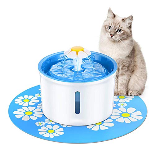 HXFEN Pet Trinkbrunnen Transparent Window Niedriger Energieverbrauch Mute Drei Wasser Outlet Methoden Cat Dog Water Dispenser,Blau von HXFEN