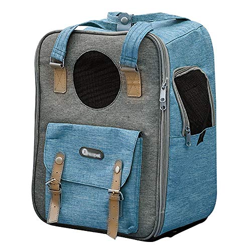 Katzentragetasche, Faltbare Tragetasche FüR Kleine Hunde, mit BelüFtetem Innensicherheitsgurt FüR Wanderungen auf Campingcamping/Blau / 310×250×420mm von HXFENA