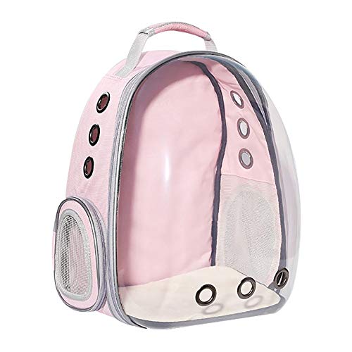 Pet Carrier Transparenter Rucksack Tragbare Hunde und Katzen Outdoor-Tragetasche Atmungsaktive Kapsel Design 180-Grad-Sightseeing, FüR Reisen zu Fuß/Rosa / 320×420×290mm von HXFENA