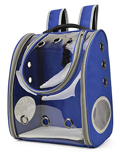 Pet Cat Carriers Welpenrucksack Space Capsule Dog Bags Rucksack mit Atmungsaktivem Mesh-Fenster/Blau / 310×210×410mm von HXFENA