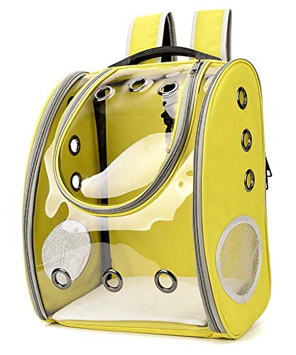 Pet Cat Carriers Welpenrucksack Space Capsule Dog Bags Rucksack mit Atmungsaktivem Mesh-Fenster/Gelb / 310×210×410mm von HXFENA