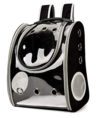 Pet Cat Carriers Welpenrucksack Space Capsule Dog Bags Rucksack mit Atmungsaktivem Mesh-Fenster/Schwarz / 310×210×410mm von HXFENA