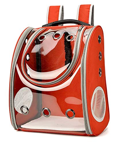 Pet Cat Carriers Welpenrucksack Space Capsule Dog Bags Rucksack mit Atmungsaktivem Mesh-Fenster/rot / 310×210×410mm von HXFENA
