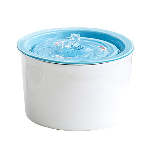 Pet Cat Wasserspender, Springbrunnen, Keramik, automatische Zirkulation, Wassermangel und Stromausfall/Blau / 2L von HXFENA