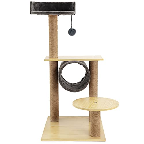 Großer Katzenbaum aus Holz, Katzenturm für den Innenbereich, Kratzbaum, Springspielzeug, Klettergerüst, integriertes multifunktionales Apartment, für alle Katzen von HXFFXHF