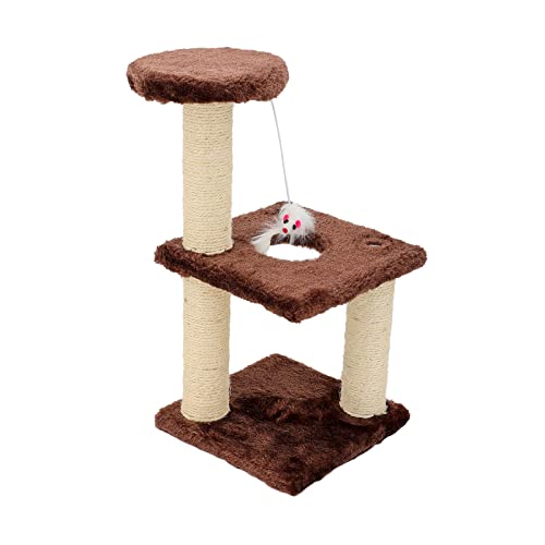 Katzenbäume, Haustierspielzeug, Katzensprungspielzeug, Katzenklettergerüst, mehrschichtiger Katzenkratzbaum, Katzenbaumspielzeug, Kätzchen-Kletterholzpfosten, Haustierprodukt (Farbe: Braun) von HXFFXHF