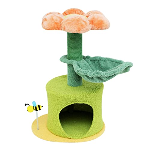 Katzenbäume Katzenklettergerüst Katzenbaum Katzenkratzbrett Spielzeug Blume Katzenkratzspielzeug für Katzen Kätzchen Mehrstöckiger Turm (Größe: Branco) von HXFFXHF