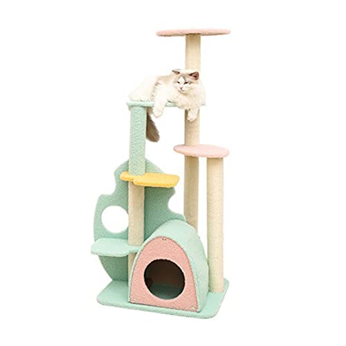 Katzenbäume Katzenklettergerüst Niedlicher Katzenstreu Katzenbaum Großer Katzenturm Katzenkratzbrett Spielzeug Sprungplattform Villa Katzenbedarf (Farbe: B) von HXFFXHF