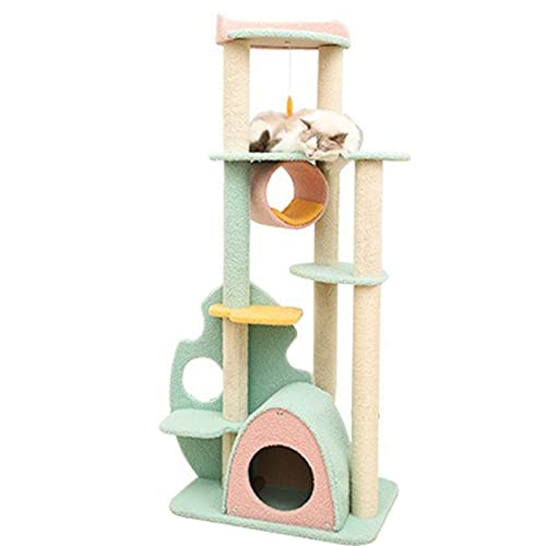 Katzenbäume Katzenklettergerüst Niedlicher Katzenstreu Katzenbaum Großer Katzenturm Katzenkratzbrett Spielzeug Sprungplattform Villa Katzenbedarf (Farbe: B) von HXFFXHF