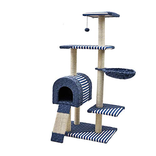 Katzenbaum Condo Kätzchenbaum Mehrschichtiger Katzenkletterrahmen Sisalseil-Katzenständer Kratzfester Katzenbaum (Farbe: Blau, Größe: 60 * 40 * 123 cm) g (Farbe: Blau, Größe: 60 * 40 von HXFFXHF