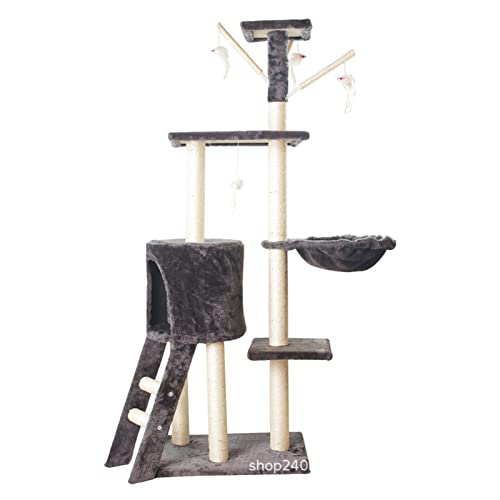 Katzenbaum Katzenklettern Integriertes Katzenstreu Katzenbaumturm Katzenregal Großes Spielzeug Sprungplattform Katzenbedarf Katzenkletterbaum (Farbe: Dunkler Kaffee) Warm wie Immer von HXFFXHF