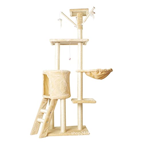 Katzenbaum Katzenklettern Integriertes Katzenstreu Katzenbaumturm Katzenregal Großes Spielzeug Sprungplattform Katzenbedarf Katzenkletterbaum (Farbe: Dunkler Kaffee) Warm wie Immer von HXFFXHF