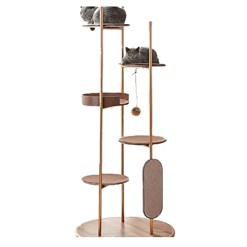 Katzenbaumturm, Katzenklettergerüst, Katzenbaumturm für große Katzen, mit mehrstufiger Sprungplattform und Plüschspielzeug für Katzen zum Spielen und Ausruhen (Farbe: Silber) von HXFFXHF