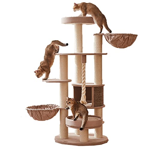 Katzenbaumturm, Katzenklettergerüst, großes Katzennest und Katzenbaum integriert, geeignet für kleine und mittelgroße Katzen, mit Katzensprungplattformspielzeug von HXFFXHF