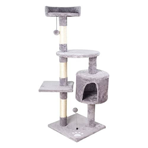 Katzenbaumturm Katzenklettergerüst Integriertes Katzenstreu Katzenbaum Katzenregal Sprungplattform Katzenspielzeug Katzenturm für Hauskatzen (Farbe: Gris) Vision von HXFFXHF