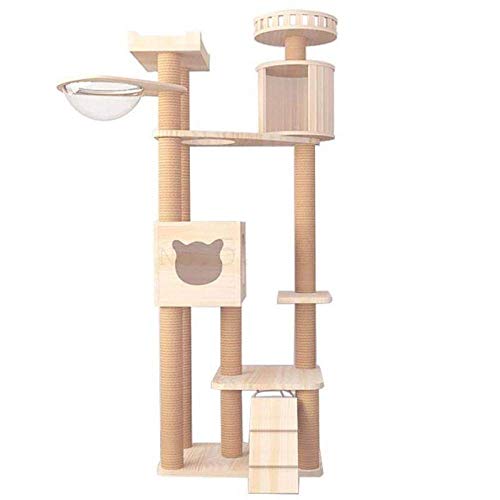 Katzenregal Katzenklettergerüst Massivholz Großer Katzenturm Katzenregal Katzenregal Katzenbaumhaus Integrierte Villa Katzensprungplattform g von HXFFXHF