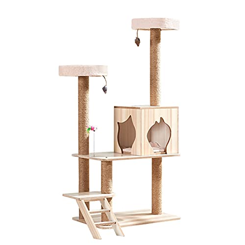 Klettergerüst für Katzen, 50-Zoll-Katzenturm für den Innenbereich, mehrstöckiges, Komfortables Katzenapartment mit Katzennest und Kleiner Treppe von HXFFXHF