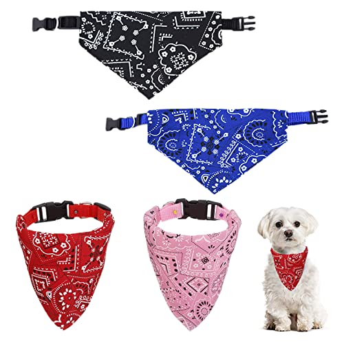 4 Stück Hund Halstuch Hunde Bandana Kopftücher Einstellbare Haustier Kopftuch für Kleine Mittel Hunde und Katzen, 24-40 cm (S) von HXHWKEN