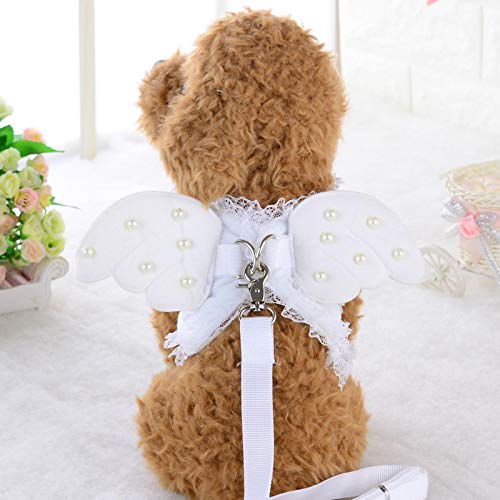 HXKJ Angel Wing Princess Pet Dog Harness Leashes Puppy Pearl Accessories Adjustable Leashes Size S-L for Small Dogs von HXKJ