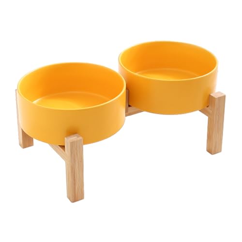 Rutschfestes Keramik-Futterspender für Haustiere, erhöhtes Holz, Doppelnapf-Set, große Kapazität, für Hunde und Katzen, Futterzubehör, Keramik, Tierfutter und Wasser Rutschfestes Keramik-Futterspender für Haustiere, erhöhtes Holz, Doppelnapf-Set, große Kapazität, für Hunde und Katzen, Futterzubehör, Keramik, Tierfutter und Wasser von HXNH