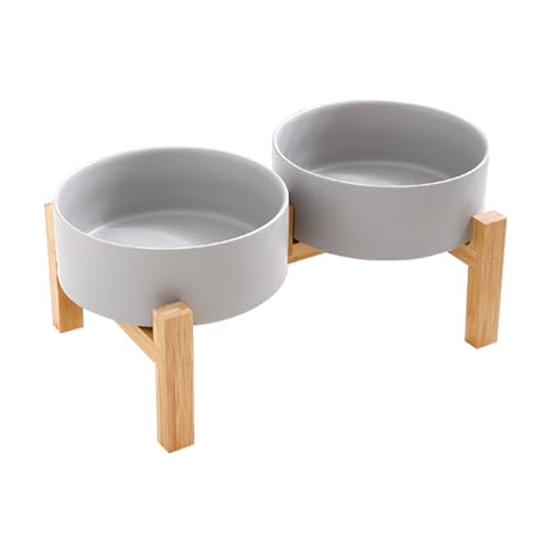 Rutschfestes Keramik-Futterspender für Haustiere, erhöhtes Holz, Doppelnapf-Set, große Kapazität, für Hunde und Katzen, Futterzubehör, Keramik, Tierfutter und Wasser Rutschfestes Keramik-Futterspender für Haustiere, erhöhtes Holz, Doppelnapf-Set, große Kapazität, für Hunde und Katzen, Futterzubehör, Keramik, Tierfutter und Wasser von HXNH