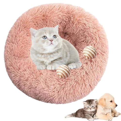 Furry Cat Donut, Furry Donut Cat Toy, Furry Donut Cat Bed, Bean Bag Dog Bed, Washable Anti-Anxiety Fluffy Pet Bed for Cats/Dogs, Round Cat Bed Pet Mattress Warm Comfortable Baske(Bean paste,15.7in) von HXSZWJJ