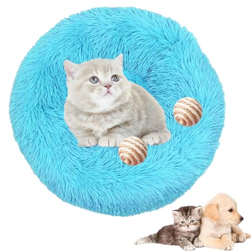 Furry Cat Donut, Furry Donut Cat Toy, Furry Donut Cat Bed, Bean Bag Dog Bed, Washable Anti-Anxiety Fluffy Pet Bed for Cats/Dogs, Round Cat Bed Pet Mattress Warm Comfortable Baske(Blue,19.69in) von HXSZWJJ