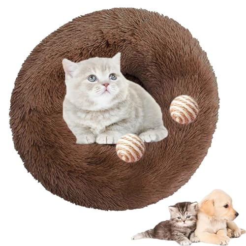 Furry Cat Donut, Furry Donut Cat Toy, Furry Donut Cat Bed, Bean Bag Dog Bed, Washable Anti-Anxiety Fluffy Pet Bed for Cats/Dogs, Round Cat Bed Pet Mattress Warm Comfortable Baske(Coffee,15.7in) von HXSZWJJ