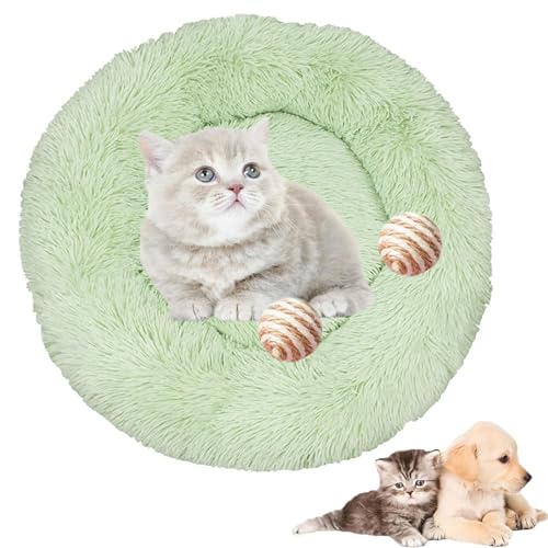 Furry Cat Donut, Furry Donut Cat Toy, Furry Donut Cat Bed, Bean Bag Dog Bed, Washable Anti-Anxiety Fluffy Pet Bed for Cats/Dogs, Round Cat Bed Pet Mattress Warm Comfortable Baske(Light green,15.7in) von HXSZWJJ