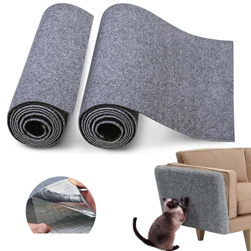 2 Stück Kratzmatte Katze Selbstklebend, 30x100cm Kratzmatte für Katzen Katzenkratzmatte DIY Zuschneidbare Selbstklebende Teppich-Katzenmattenunterlage, für Möbel Couch Sofa Wand Tür Schutz von HXUING