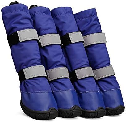 wasserdichte Haustierschuhe, Stiefel, Outdoor, Winter, Warme Lange Stiefel, Pfotensohlenschutz Mit Reflektierendem Anti-Rutsch Für Mittelgroße Und Große Hunde,Blau,XS,HaoAMZ von HYAMZO