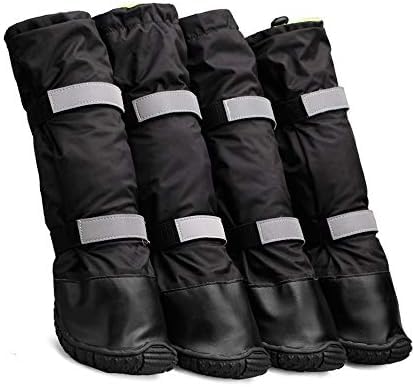 wasserdichte Haustierschuhe, Stiefel, Outdoor, Winter, Warme Lange Stiefel, Pfotensohlenschutz Mit Reflektierendem Anti-Rutsch Für Mittelgroße Und Große Hunde,Schwarz,L,HaoAMZ von HYAMZO