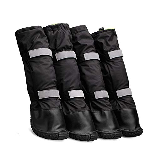 wasserdichte Haustierschuhe, Stiefel, Outdoor, Winter, Warme Lange Stiefel, Pfotensohlenschutz Mit Reflektierendem Anti-Rutsch Für Mittelgroße Und Große Hunde,Schwarz,M,HaoAMZ von HYAMZO