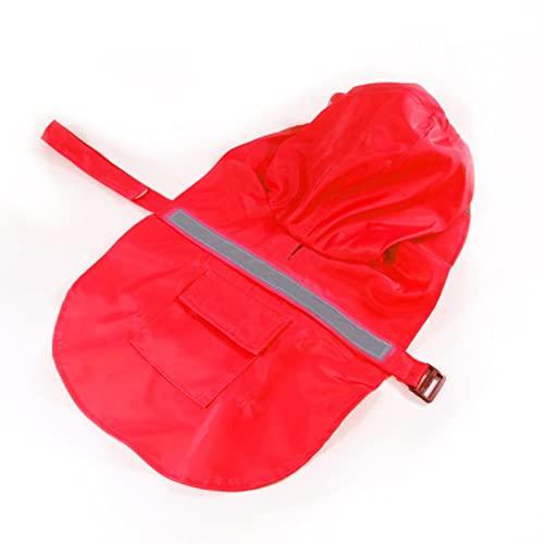 HYBZDKEOP Hund Regenmantel Regenjacke, Hunderegenmantel, reflektierender Regenponcho, wasserdichte Hundekleidung, Verstellbarer Haustiermantel for kleine, mittelgroße und große Hunde(Red,XL) von HYBZDKEOP