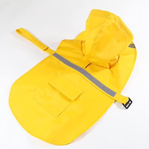 HYBZDKEOP Hund Regenmantel Regenjacke, Hunderegenmantel, reflektierender Regenponcho, wasserdichte Hundekleidung, Verstellbarer Haustiermantel for kleine, mittelgroße und große Hunde(Yellow,M) von HYBZDKEOP