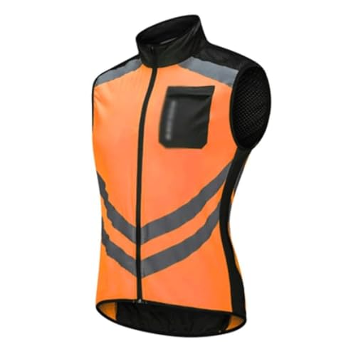 HYBZDKEOP Leichte reflektierende Sicherheitsweste, Sicherheitsweste Leichte Sicherheitsweste Polyester Winddichte Reflektorweste 360 ​​° Hoch(Orange,3XL) von HYBZDKEOP