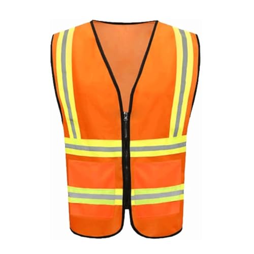 HYBZDKEOP Leichte reflektierende Sicherheitsweste, Sicherheitsweste Leichte Sicherheitsweste Strickstoff Reflektorweste for Laufsport Reflektierend(Orange Red,XL) von HYBZDKEOP