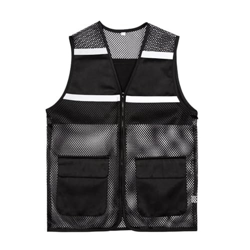 HYBZDKEOP Leichte reflektierende Sicherheitsweste, Sicherheitsweste Reflektorweste Mesh Atmungsaktivität Sicherheitsweste Reißverschlusstaschen Reflektierend(Black,XL) von HYBZDKEOP