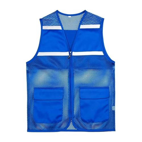 HYBZDKEOP Leichte reflektierende Sicherheitsweste, Sicherheitsweste Reflektorweste Mesh Atmungsaktivität Sicherheitsweste Reißverschlusstaschen Reflektierend(Blue,3XL) von HYBZDKEOP