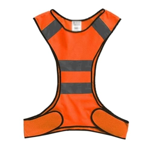 HYBZDKEOP Leichte reflektierende Sicherheitsweste, Sicherheitsweste Warnweste Strickstoff Warnweste Reflektierend for Radfahren Joggen(Orange,L) von HYBZDKEOP