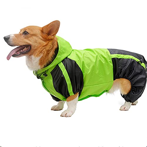 HYBZDKEOP Hund Regenmantel Regenjacke, Corgis Hundekleidung Jumpsuit wasserdichte Kleidung Pembroke Welsh Corgis Hunderegenmantel Regenjacke mit Kapuze Haustier Outfit(D L) von HYBZDKEOP