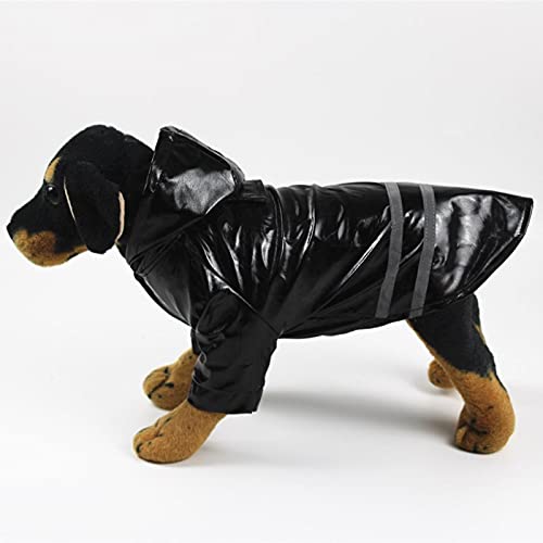 Hund Regenmantel Regenjacke, Haustiere Hunderegenmäntel Reflektorstreifen Hunderegenmantel wasserdichte Jacken Atmungsaktive Outdoor-Kleidung for Kleine Hunde(Black,M) von HYBZDKEOP