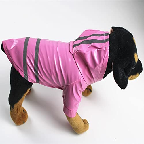 Hund Regenmantel Regenjacke, Haustiere Hunderegenmäntel Reflektorstreifen Hunderegenmantel wasserdichte Jacken Atmungsaktive Outdoor-Kleidung for Kleine Hunde(Pink,M) von HYBZDKEOP