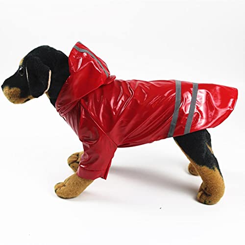 Hund Regenmantel Regenjacke, Haustiere Hunderegenmäntel Reflektorstreifen Hunderegenmantel wasserdichte Jacken Atmungsaktive Outdoor-Kleidung for Kleine Hunde(Red,M) von HYBZDKEOP