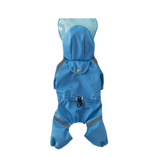 Hund Regenmantel Regenjacke, Hundekleidung Regenmantel Wasserdicht Transparent Hoodied Hunderegenjacke for Kleine Mittel Große Hunde Verstellbares Haustierzubehör(Blue,M) von HYBZDKEOP