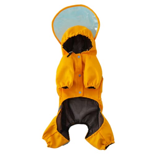 Hund Regenmantel Regenjacke, Hundekleidung Regenmantel Wasserdicht Transparent Hoodied Hunderegenjacke for Kleine Mittel Große Hunde Verstellbares Haustierzubehör(Yellow,7XL) von HYBZDKEOP