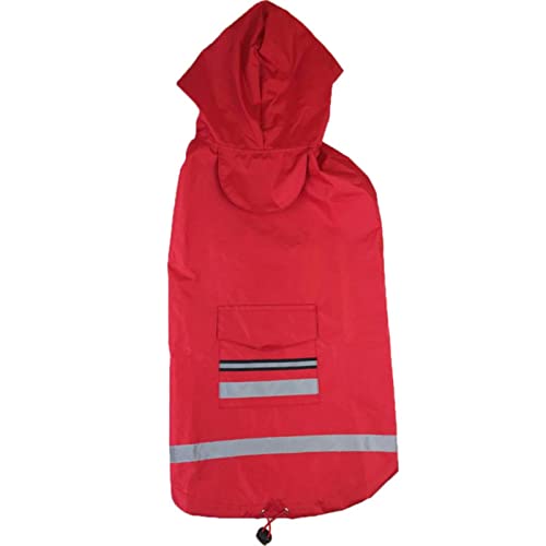 Hund Regenmantel Regenjacke, Hundekleidung Regenmantel Wasserdichter Hunderegenumhang Haustieroverall for große Hunde Kapuzenjacke Regenponcho Overall Kleidung(Red,3XL) von HYBZDKEOP