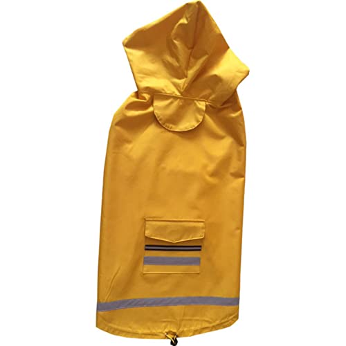 HYBZDKEOP Hund Regenmantel Regenjacke, Hundekleidung Regenmantel Wasserdichter Hunderegenumhang Haustieroverall for große Hunde Kapuzenjacke Regenponcho Overall Kleidung(Yellow,4XL) von HYBZDKEOP